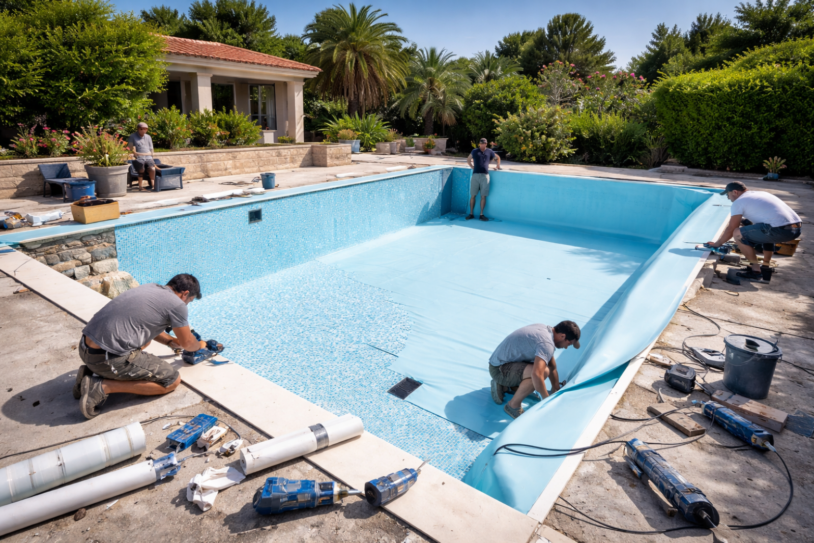 Rénover une piscine béton fissurée avec PVC armé pour une étanchéité durable à La Ciotat