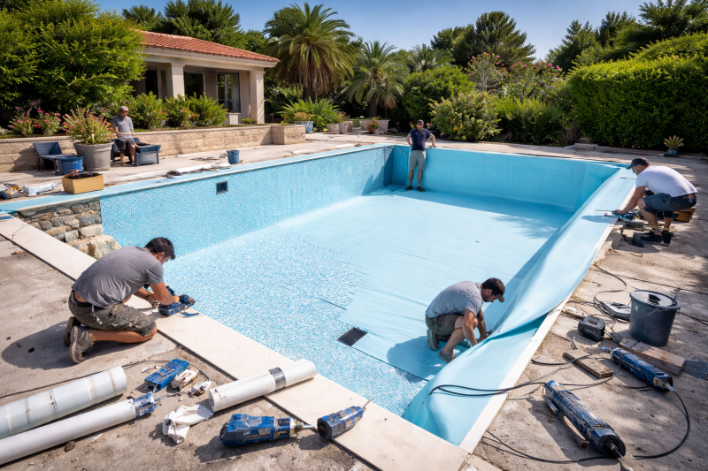 Rénover une piscine béton fissurée avec PVC armé pour une étanchéité durable à La Ciotat
